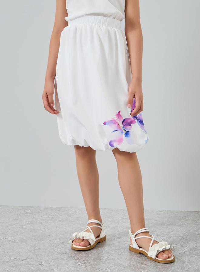 ستايلي طقم من بلوزة وتنورة بطبعة زهور للبنات - Image 4